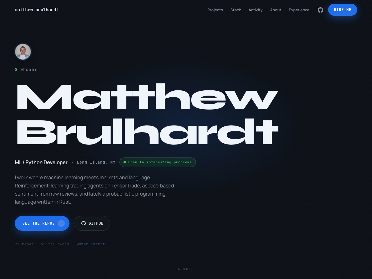 Personal portfolio website we designed